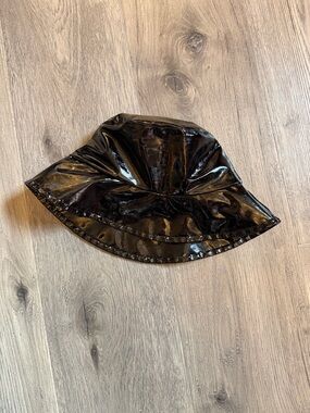 Shiny Black Patent Vinyl Bucket Hat